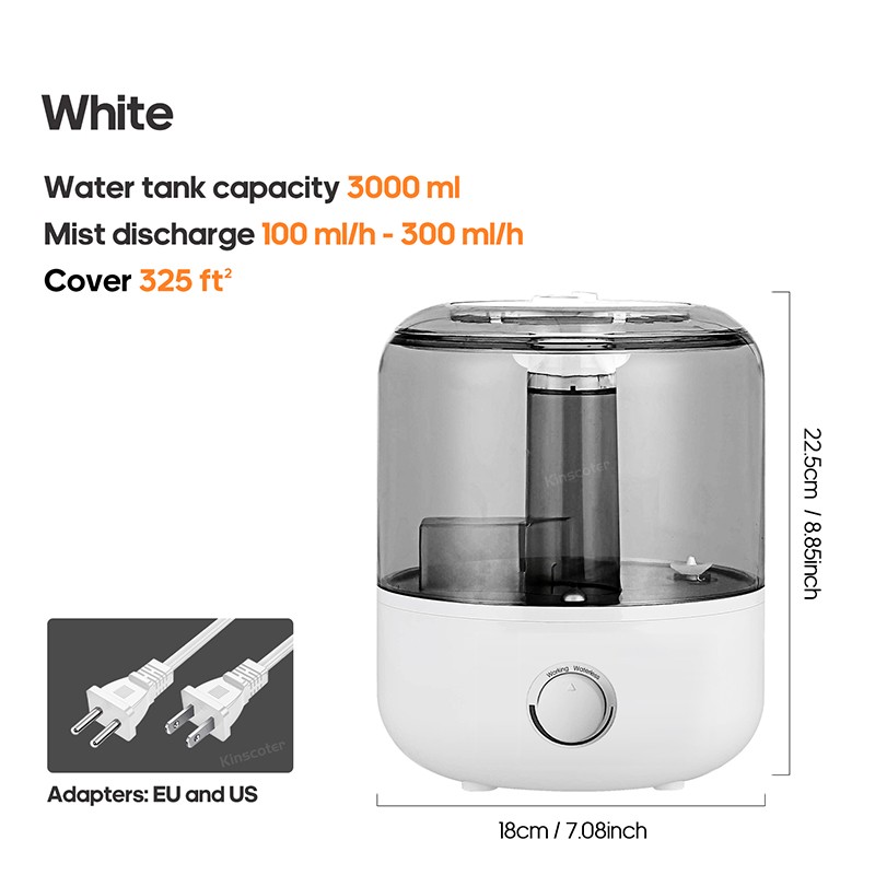 KINSCOTER 3L Air Humidifier – Large Capacity Aroma Diffuser with Remote Control & Timer