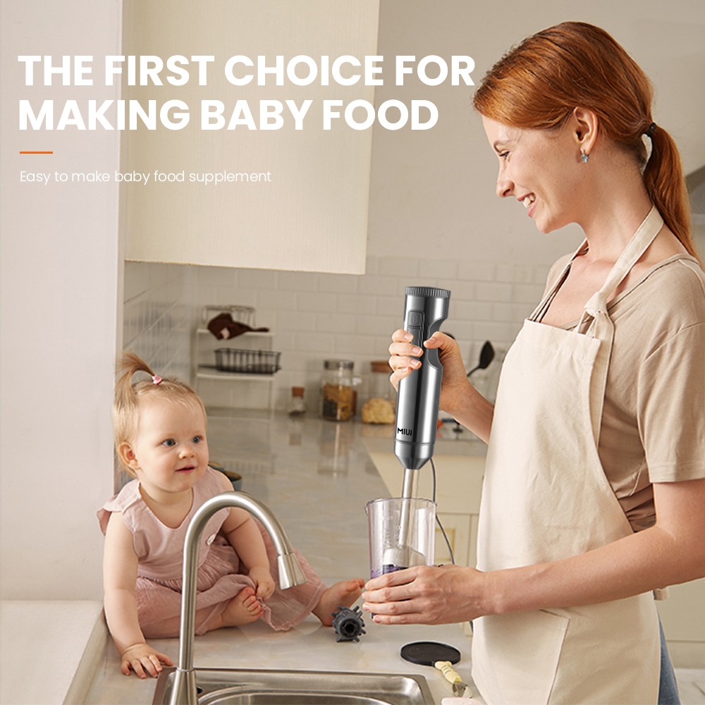 MIUI Hand Immersion Blender – 1000W 4-in-1 Stainless Steel Food Mixer with 700ml Beaker & 500ml Processor