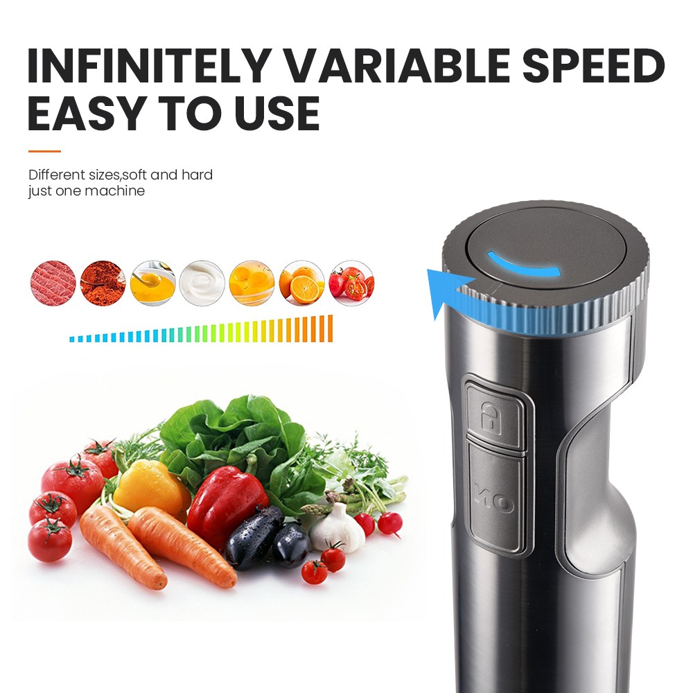 MIUI Hand Immersion Blender – 1000W 4-in-1 Stainless Steel Food Mixer with 700ml Beaker & 500ml Processor