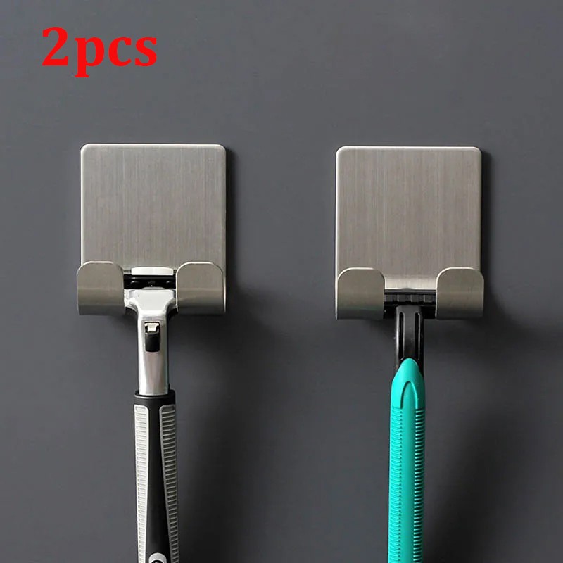 2pcs Razor Holder – 304 Stainless Steel Shaving Razor Stand and Bathroom Hook Organizer for Compact Razor Storage