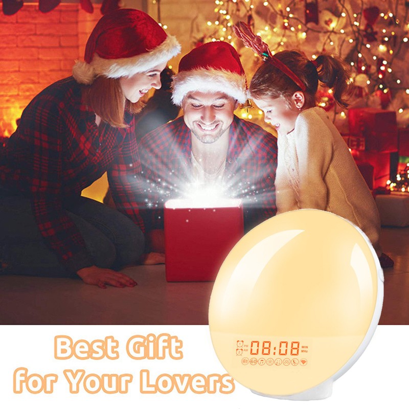 Wake Up Light Alarm Clock – Sunrise/Sunset Simulation, Dual Alarms, FM Radio, Nightlight with 7 Colors