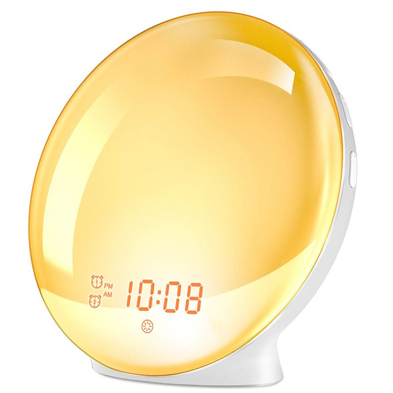 Wake Up Light Alarm Clock – Sunrise/Sunset Simulation, Dual Alarms, FM Radio, Nightlight with 7 Colors