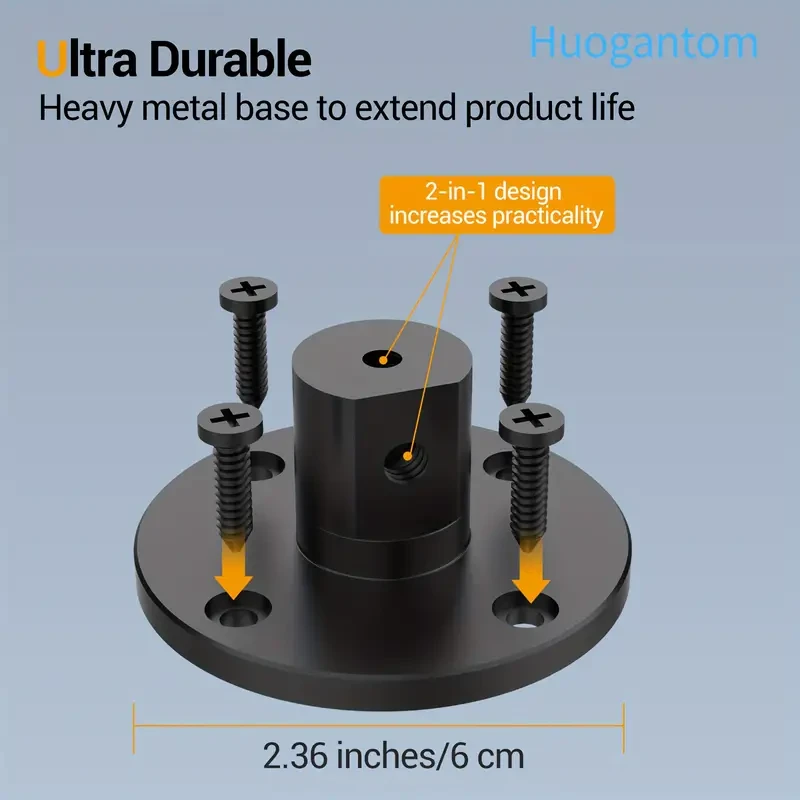 Huogantom Aluminum Alloy Tablet Mount with Heavy-Duty Drill Base, 360° Adjustable Holder for 11.94-32.77 cm Tablets and Phones