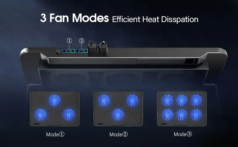 Ultra Slim Laptop Cooling Pad - 6 Quiet LED Fans for Efficient Cooling, Adjustable Fan Speed, USB Powered, Portable Design for 15.6-17 Inch Laptops