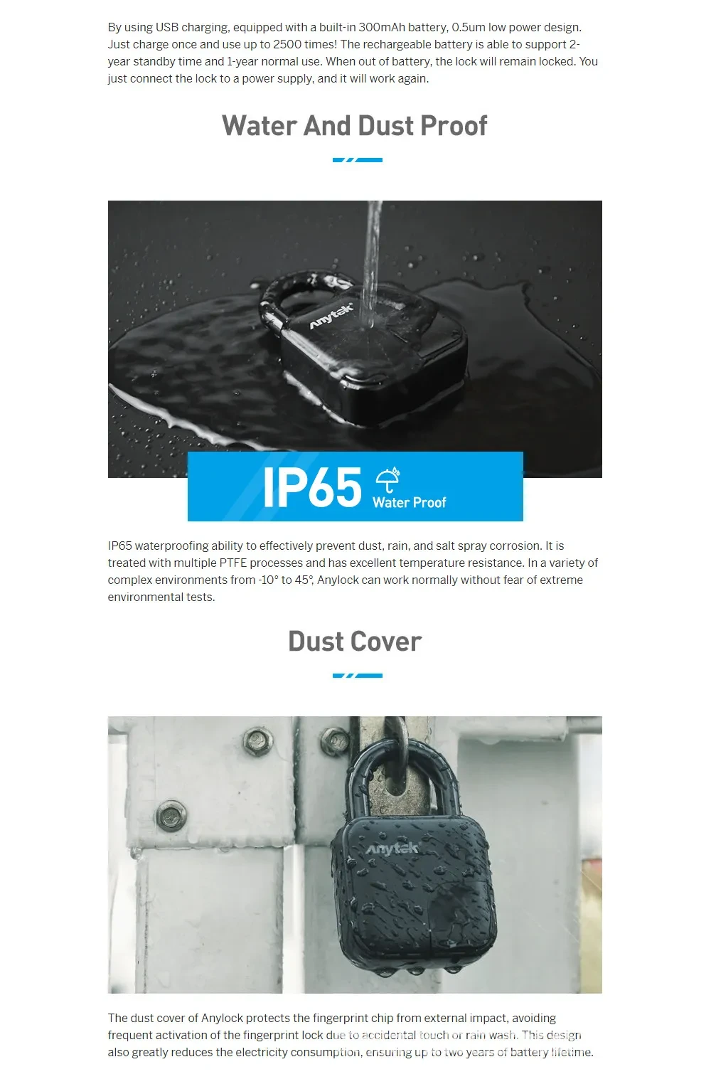 Smart Lock Waterproof L3 Fingerprint Padlock