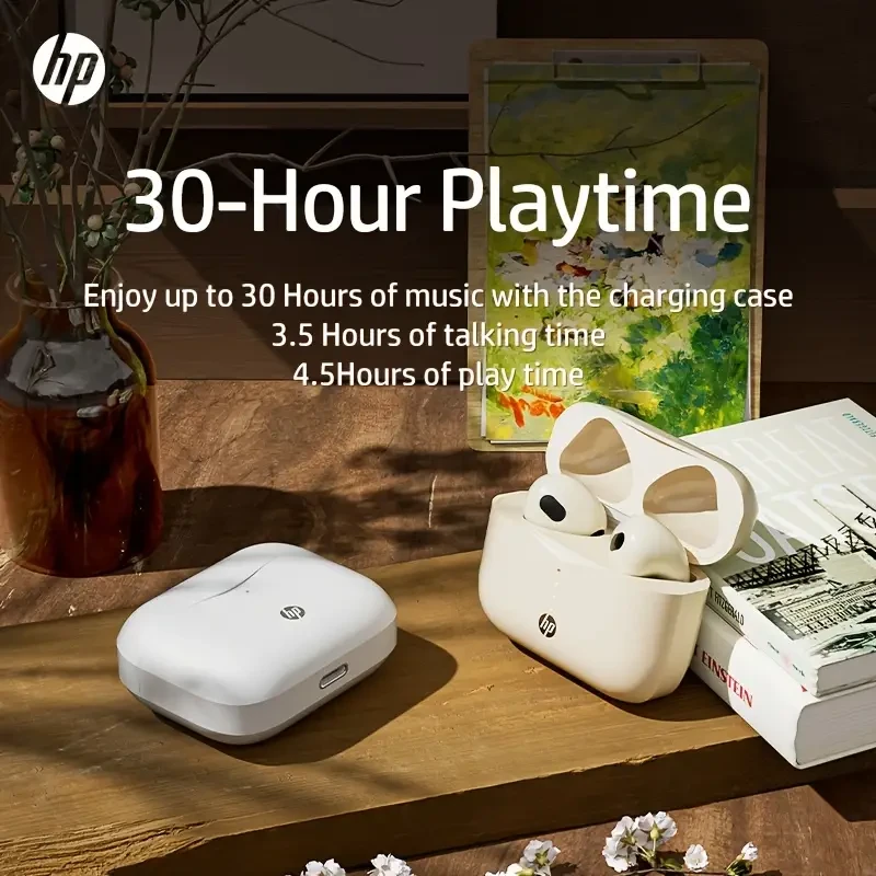 HP H23A True Wireless Earbuds with Touch Volume Control, 13mm HiFi Open-Back Speaker, Tangle-Free Type-C Cable, No Noise Control, Condenser Mic, 300mAh Lithium Polymer Battery, BT 5.3 – Compatible with Cellphones