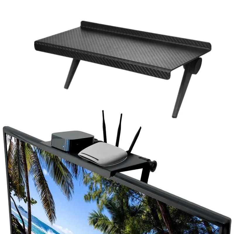 Computer & TV Screen Storage Rack – Wireless Router & Set-Top Box Organizer, No-Perforation Bracket