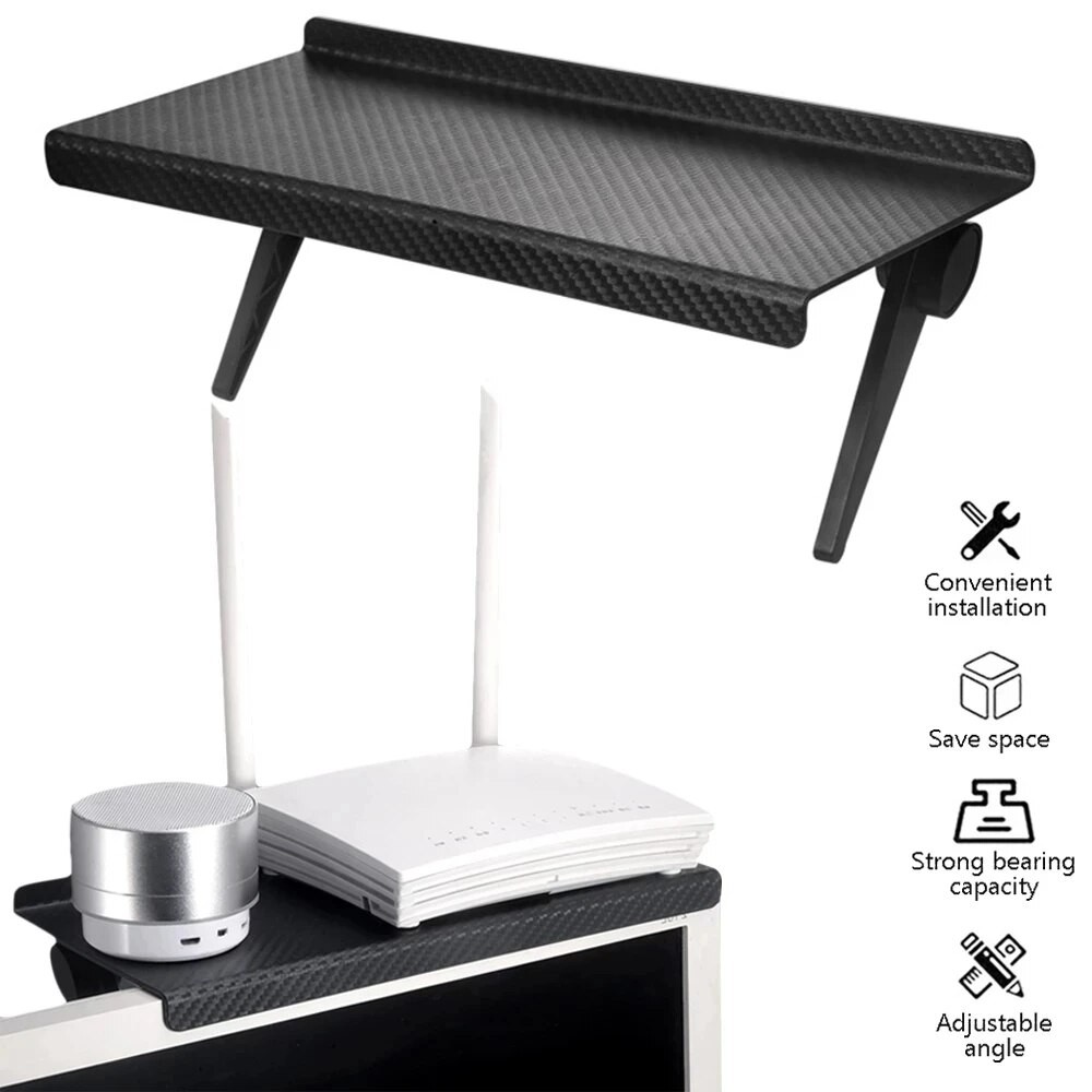 Computer & TV Screen Storage Rack – Wireless Router & Set-Top Box Organizer, No-Perforation Bracket