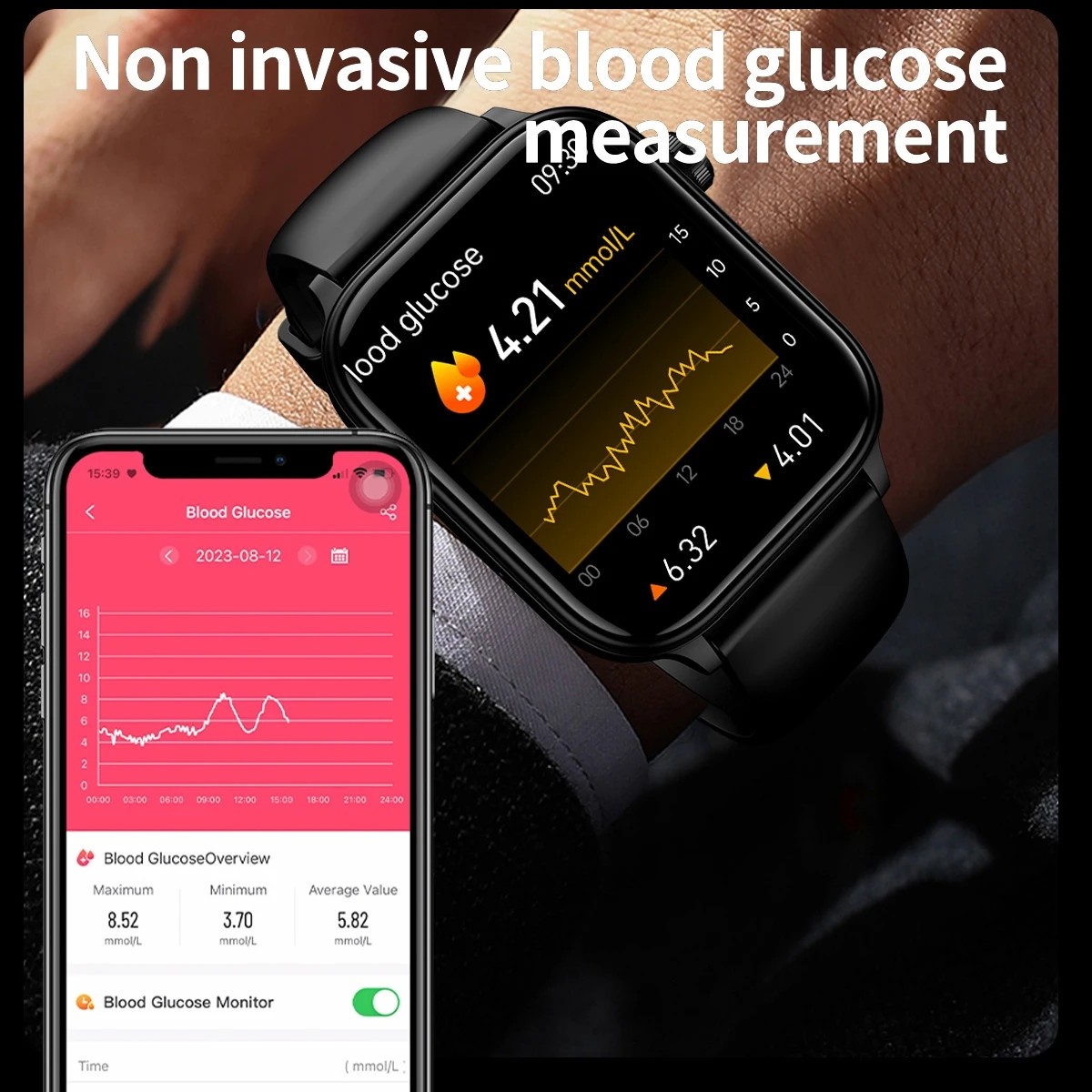 2024 AI Medical Diagnosis Smart Watch – Blood Lipids, Uric Acid, Blood Glucose Monitoring with ECG+PPG, Bluetooth Calls, and Health Tracking