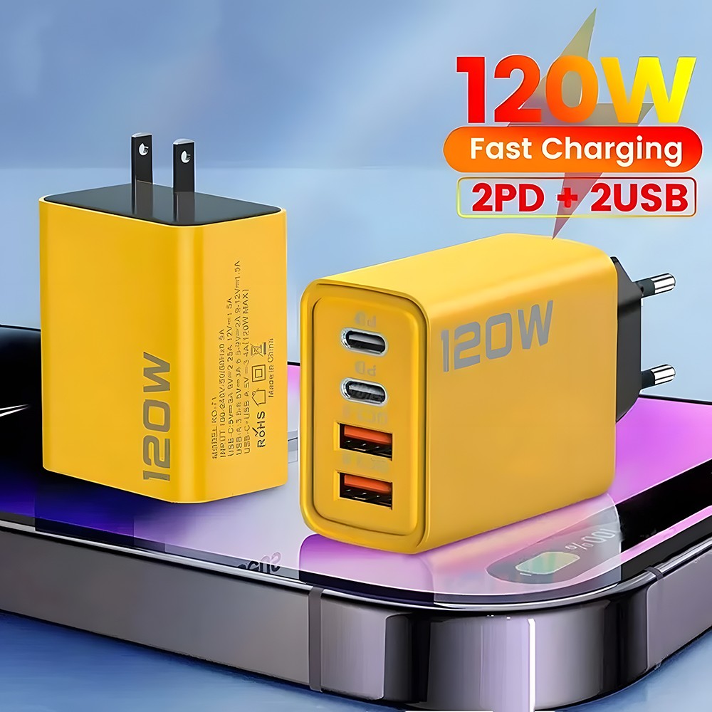 4-Port USB-C PD Quick Charger – Fast Charging Adapter with Quick Charge 3.0 for iPhone, Samsung, Xiaomi, Huawei
