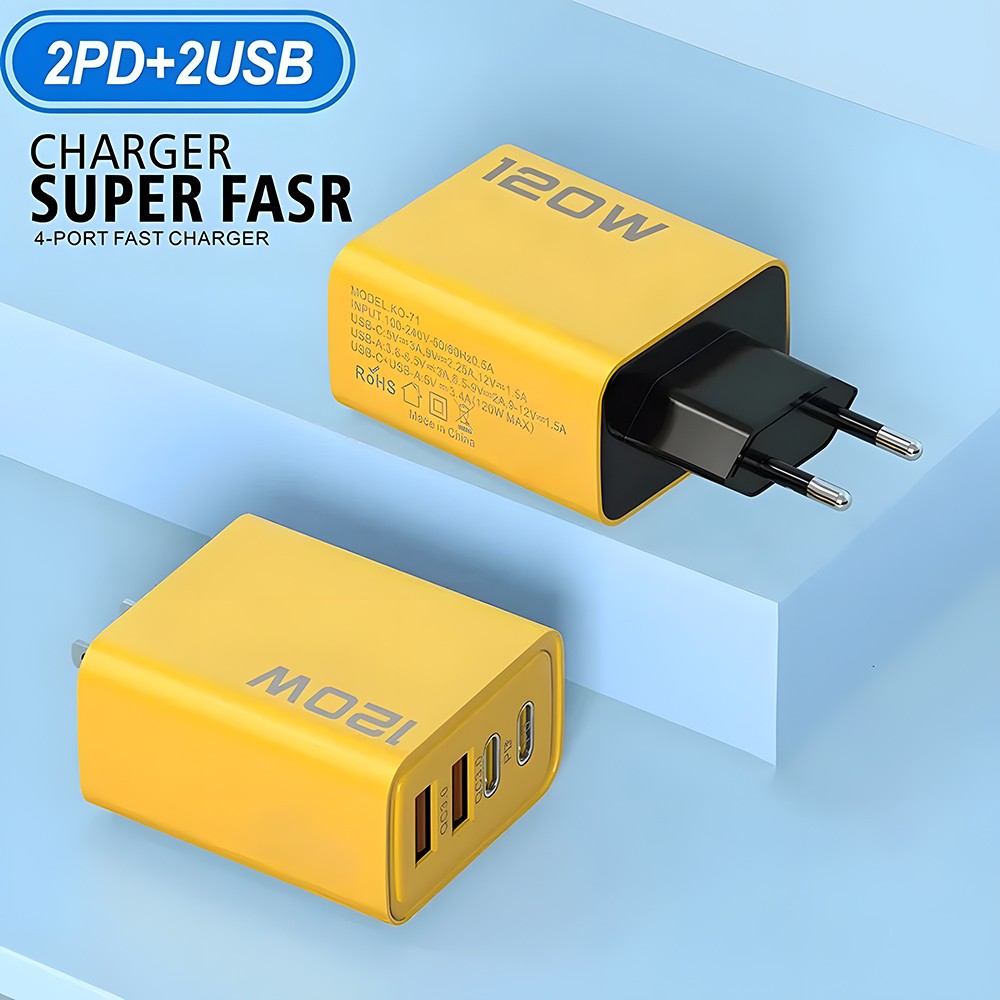 4-Port USB-C PD Quick Charger – Fast Charging Adapter with Quick Charge 3.0 for iPhone, Samsung, Xiaomi, Huawei