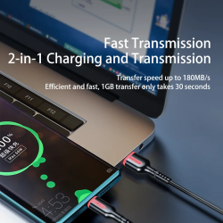 3-in-1 66W Fast Charging Cable – USB Type-C, Micro USB, and Lightning for iPhone, Samsung, Xiaomi