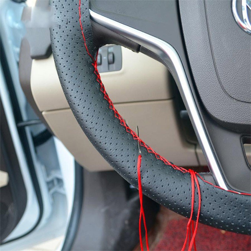 DIY Artificial Leather Steering Wheel Cover Kit – Soft Texture, Needles & Braid Thread