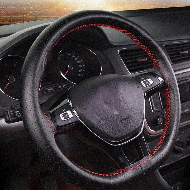 DIY Artificial Leather Steering Wheel Cover Kit – Soft Texture, Needles & Braid Thread