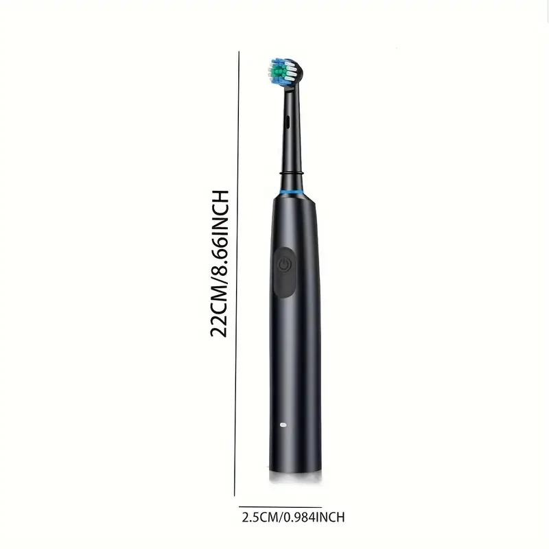 Rechargeable Electric Toothbrush with 4 Replaceable Heads, 5 Modes, Round Head, 360° Rotation