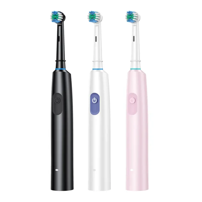 Rechargeable Electric Toothbrush with 4 Replaceable Heads, 5 Modes, Round Head, 360° Rotation