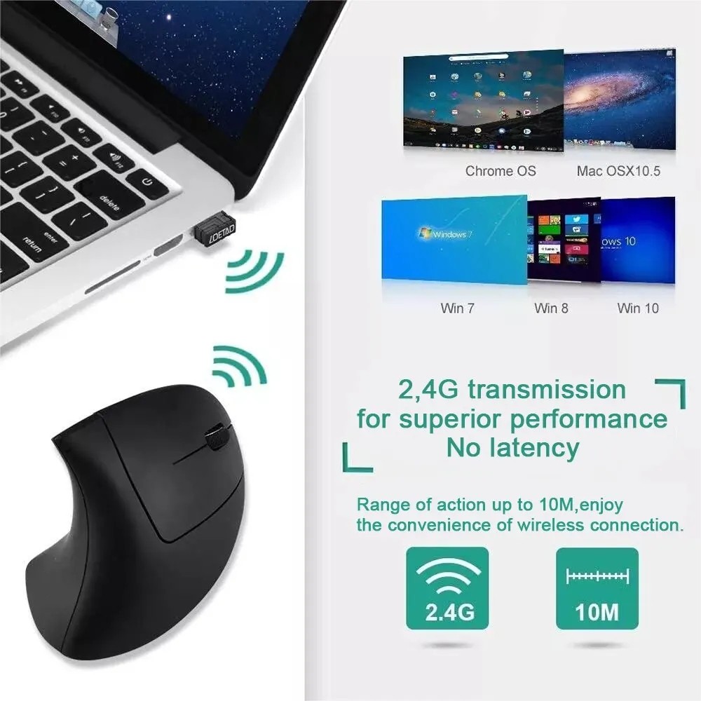 Ergonomic Vertical Wireless Mouse – 2.4GHz Optical Mouse