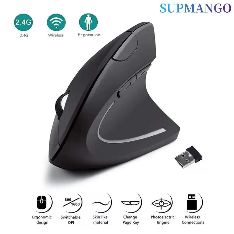 Ergonomic Vertical Wireless Mouse – 2.4GHz Optical Mouse