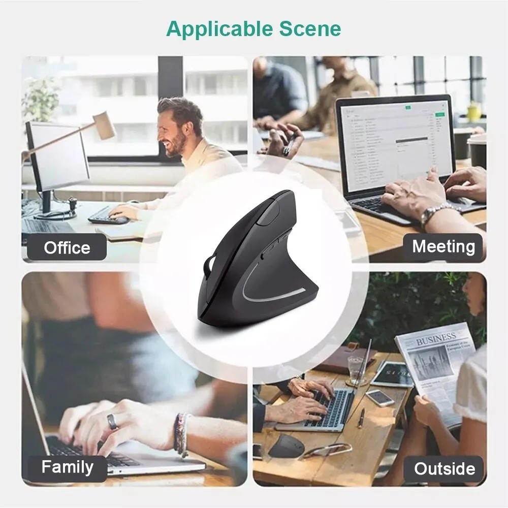Ergonomic Vertical Wireless Mouse – 2.4GHz Optical Mouse