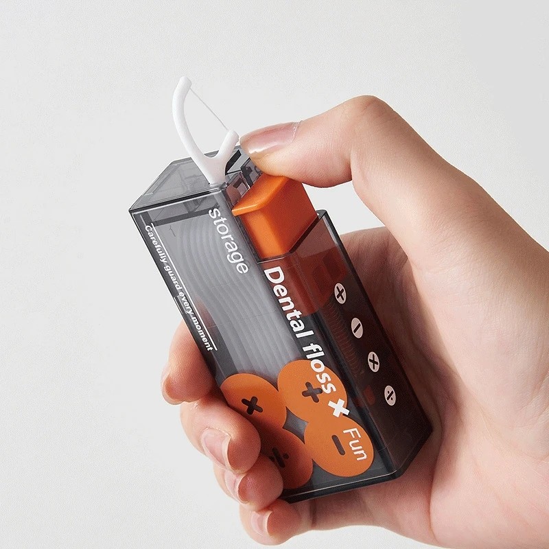 Portable Floss Dispenser – Automatic Ejectable Floss Organizer with 10 Disposable Floss Sticks