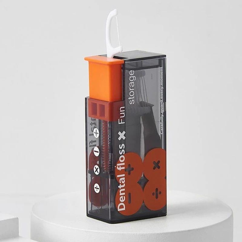 Portable Floss Dispenser – Automatic Ejectable Floss Organizer with 10 Disposable Floss Sticks
