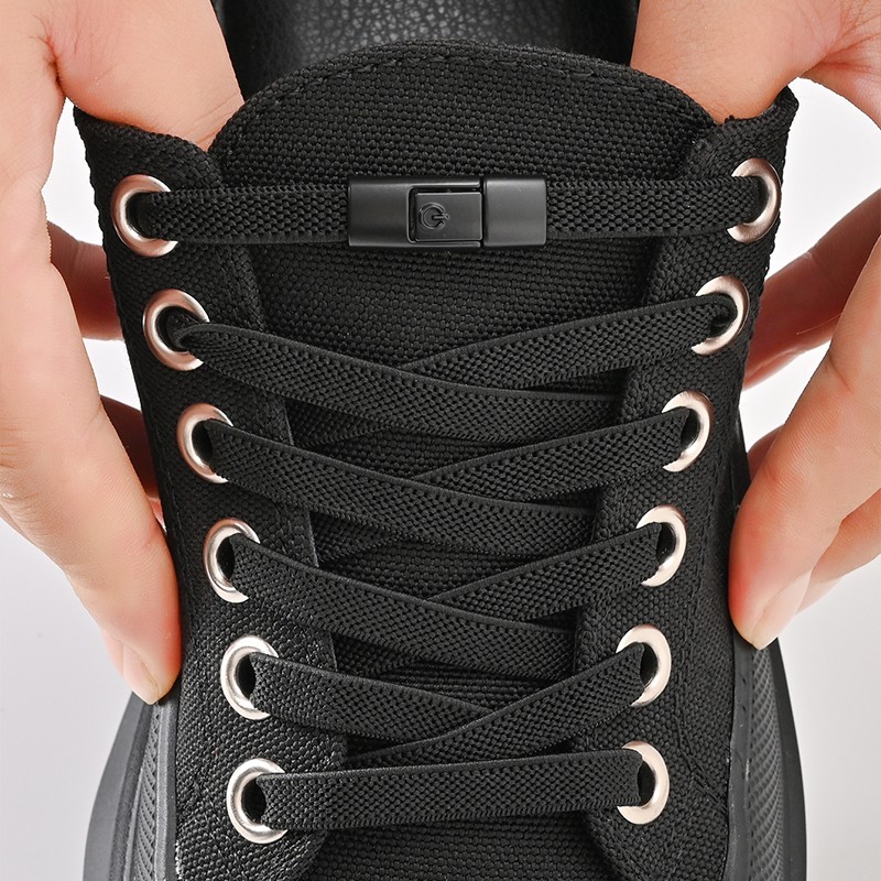 8mm No-Tie Elastic Shoe Laces with Press Lock – Widened Flat Shoelaces