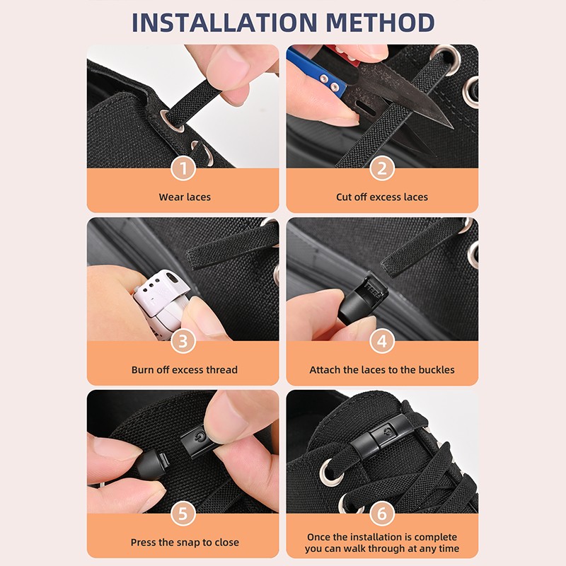 8mm No-Tie Elastic Shoe Laces with Press Lock – Widened Flat Shoelaces