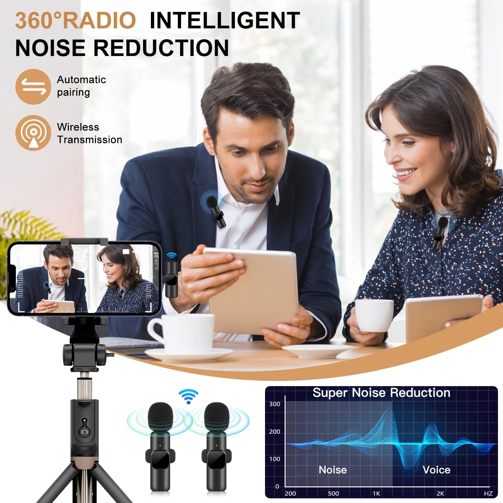 Wireless Lavalier Microphone – Portable Mini Mic for iPhone, Android