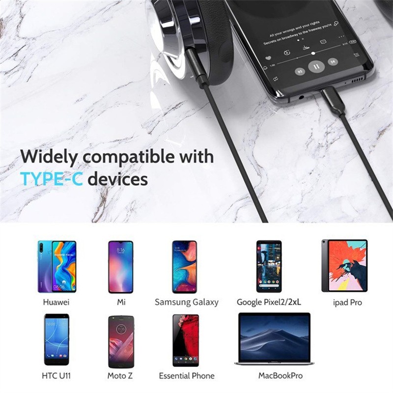 USB Type-C to 3.5mm Aux Audio Adapter – Headphone Jack Cable for Samsung