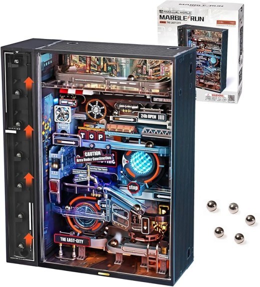 ROBOTIME 3D Puzzle Model Kit To Build Last City, Marble Run LED Glow In The Dark MR01S