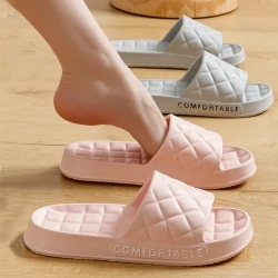 Home Slippers With Plaid Design Soft-soled Slippers