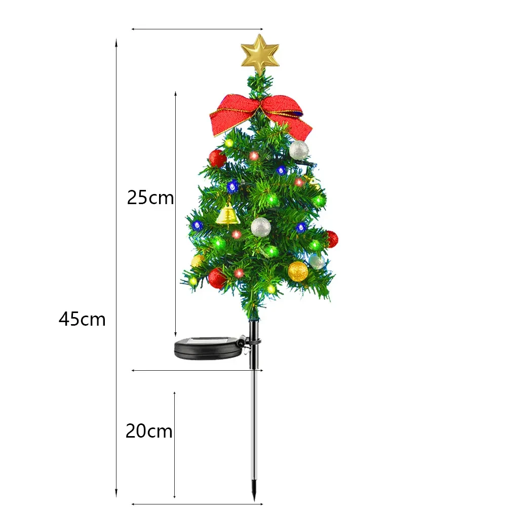 Waterproof Outdoor Christmas Decorations Solar Christmas Tree 2 Modes Yard Stake Christmas Pathway Light For Garden Yard Decor