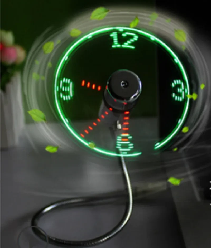 Fan Adjustable Mini Flexible Fan LED Light Time Clock