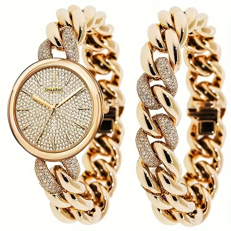 Vintage Chic Women’s Quartz Watch & Bracelet Set