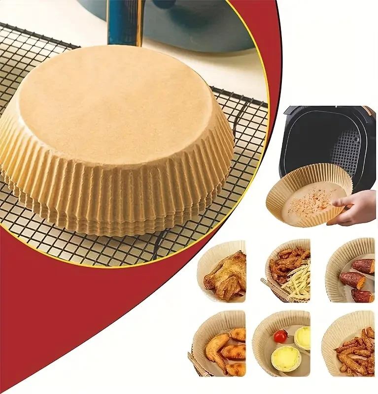 100pc Disposable Air Fryer Paper Liner, Round Air Fryer Liner Non-stick Baking,