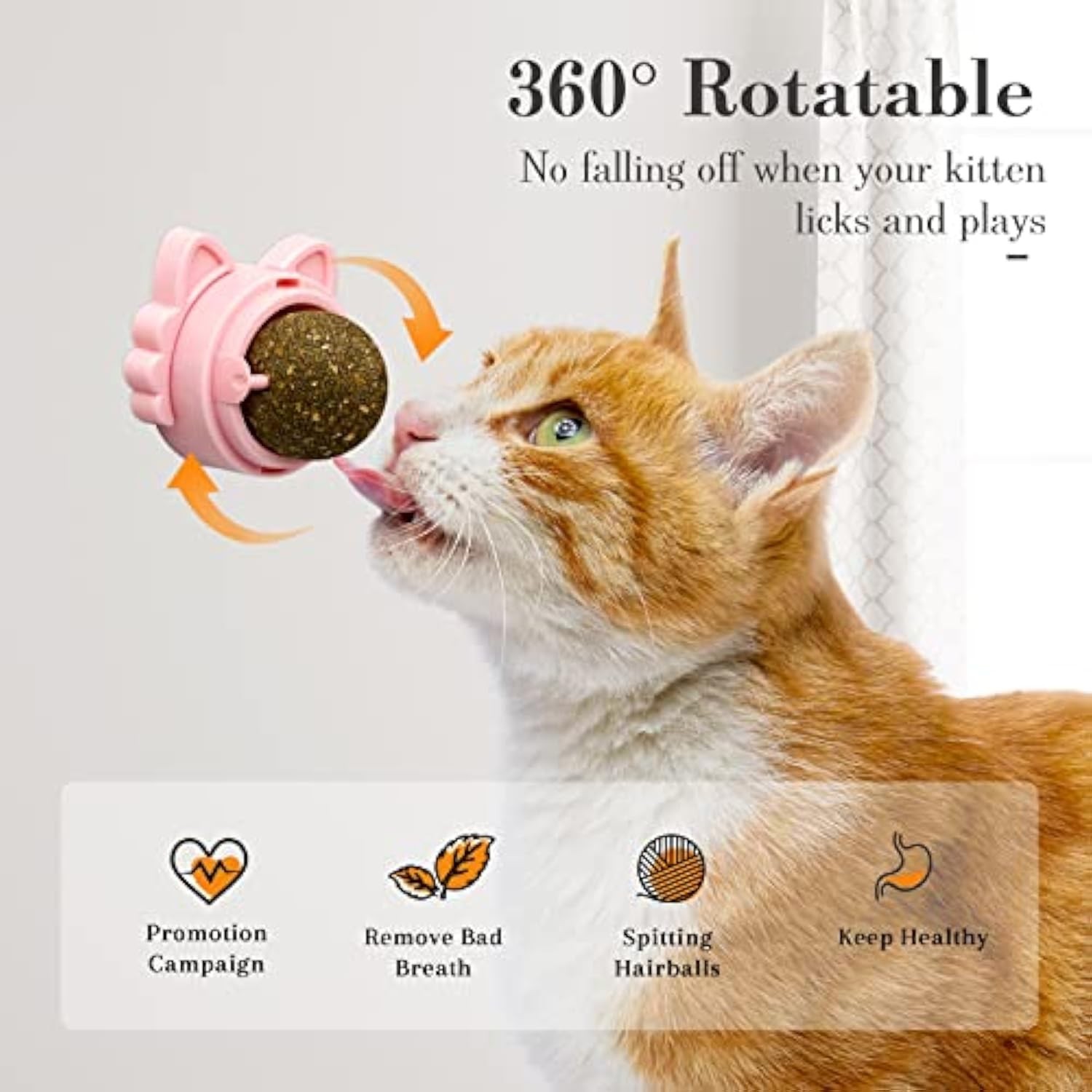 Catnip Wall Ball Piece Cat Toys Edible Cat Licking Toy Cat Chew Toy Teeth Cleaning Cat Bite Toy Rotatable Indoor Cat Toy Cat Wall Decoration