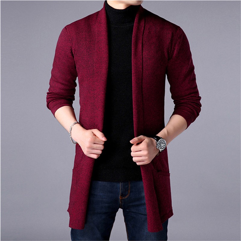 Men’s Slim Long Knitted Sweater Coat