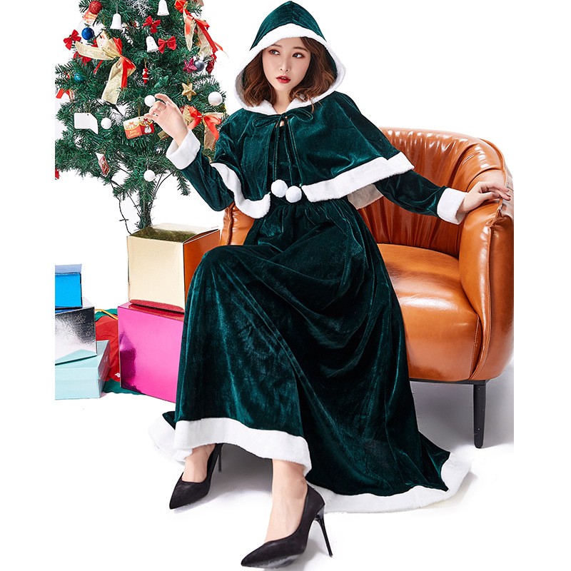 Christmas Outfit Two-tone Shawl Dress