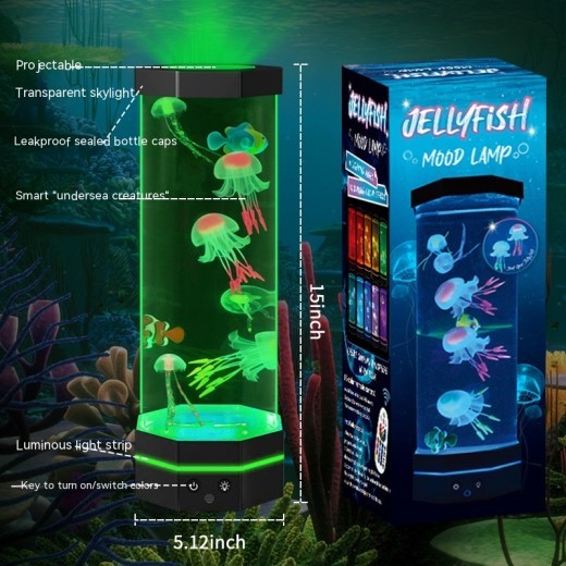 Jellyfish Lava Lamp 17 Colors Changing 15inch Jellyfish Lamp With Remote Control USB Plug-in Bubble Fish Lamp Kids Night Light Creative Projector Lamp