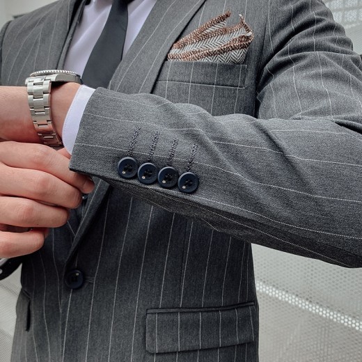Striped Suit Men's Korean Style Small Suit Professional Business Suit