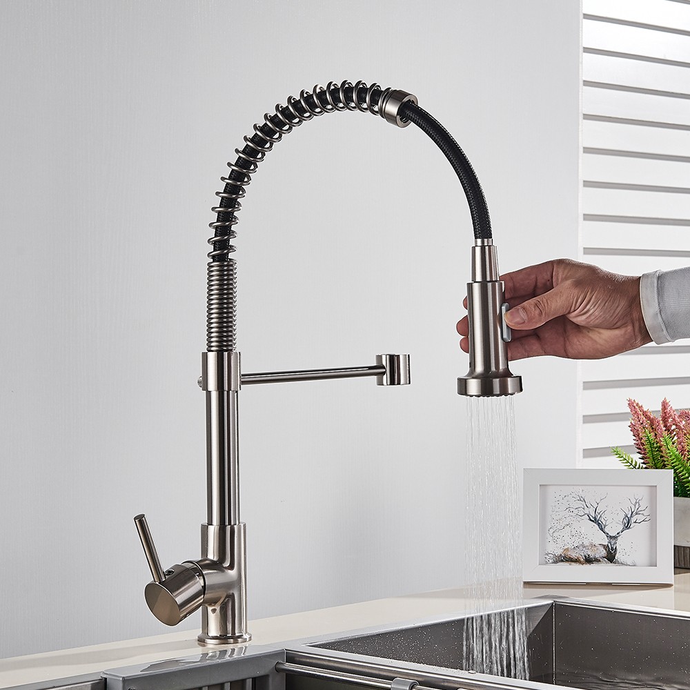 Rozin Brushed Nickel Kitchen Faucet - 360° Deck Mounted Mixer Tap