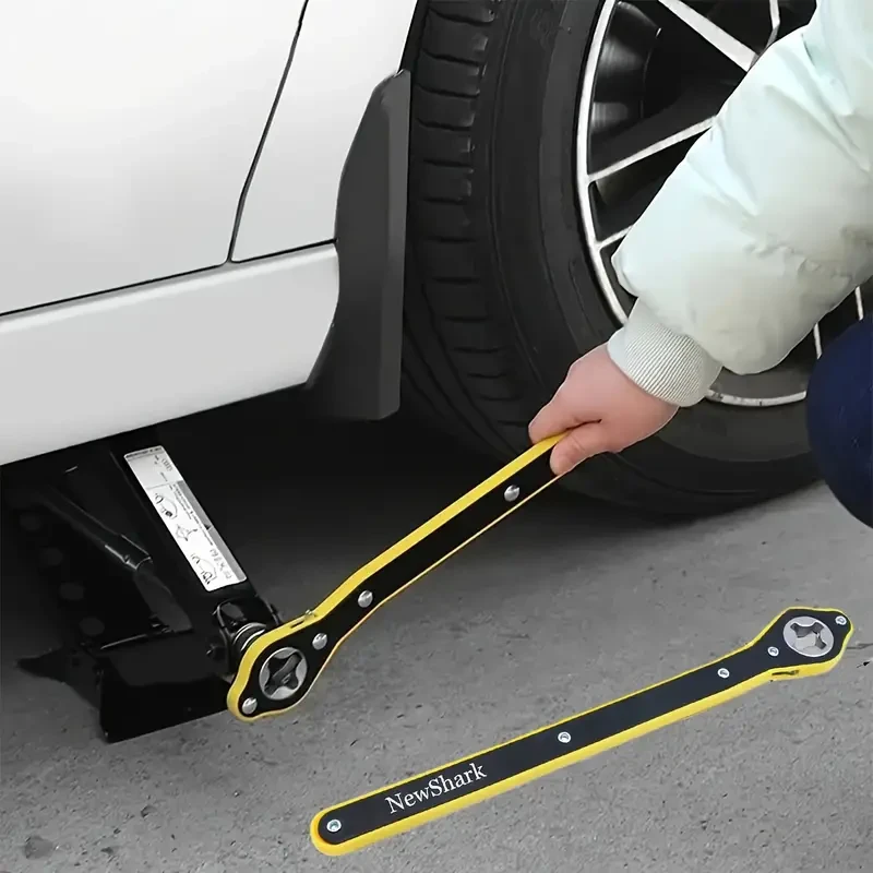 Auto Labor Saving Jack Ratchet Wrench For Engineer, Car Long Handle Scissor Jack Lug Wrench, 360° Forward And Reverse Knob Design, Garage Tire Wheel Wrench For Motorcycle Car Suv And Other Vehicles