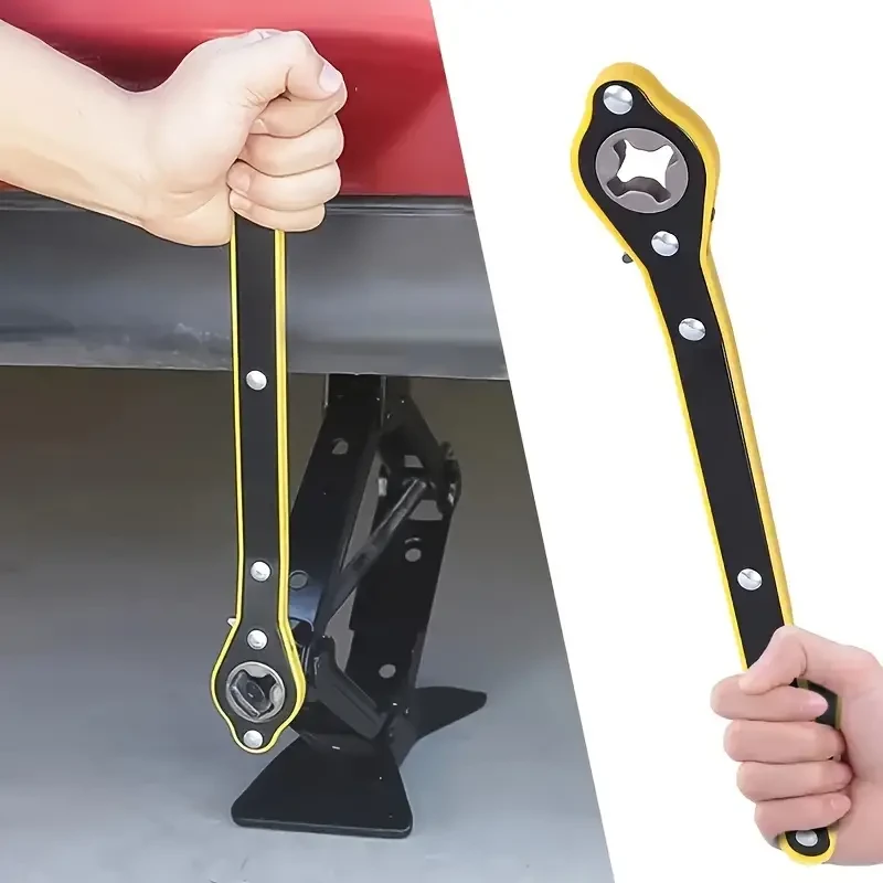 Auto Labor Saving Jack Ratchet Wrench For Engineer, Car Long Handle Scissor Jack Lug Wrench, 360° Forward And Reverse Knob Design, Garage Tire Wheel Wrench For Motorcycle Car Suv And Other Vehicles