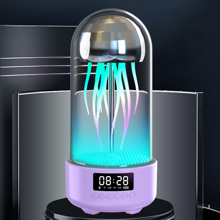 Creative 3in1 Colorful Jellyfish Lamp With Clock Luminous Portable Stereo Breathing Light Smart Decoration Bluetooth - compatible Speaker