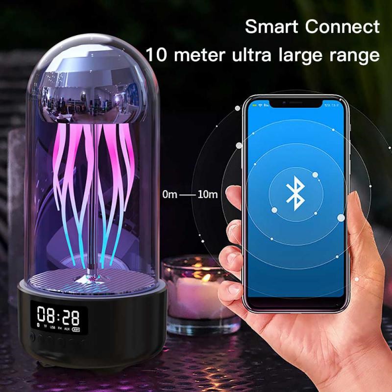 Creative 3in1 Colorful Jellyfish Lamp With Clock Luminous Portable Stereo Breathing Light Smart Decoration Bluetooth - compatible Speaker