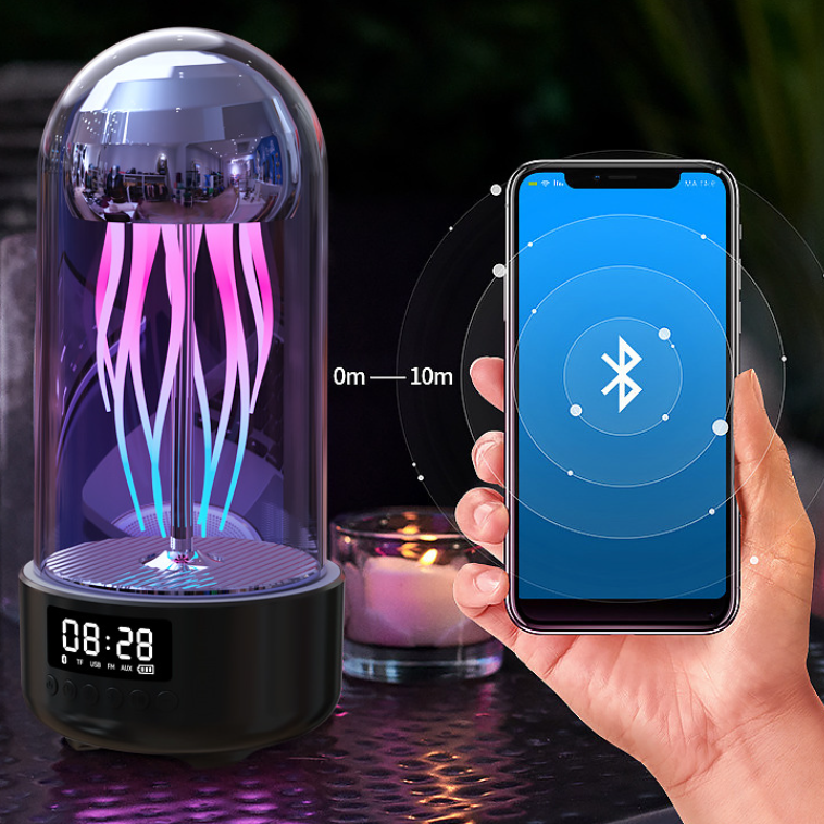 Creative 3in1 Colorful Jellyfish Lamp With Clock Luminous Portable Stereo Breathing Light Smart Decoration Bluetooth - compatible Speaker