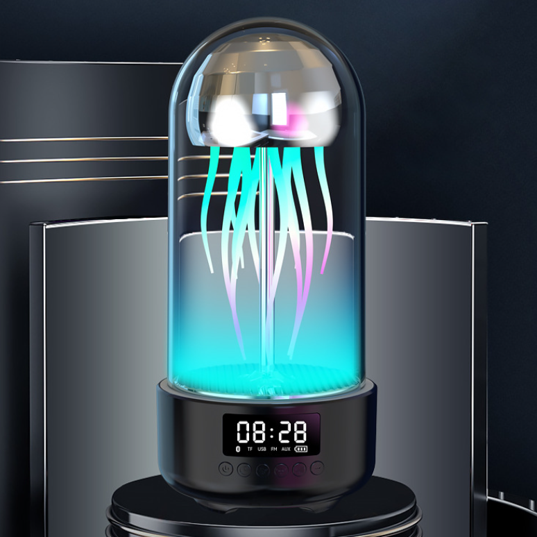 Creative 3in1 Colorful Jellyfish Lamp With Clock Luminous Portable Stereo Breathing Light Smart Decoration Bluetooth - compatible Speaker