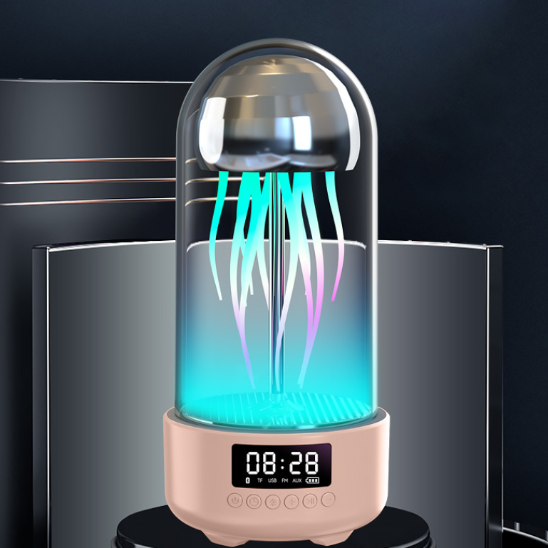 Creative 3in1 Colorful Jellyfish Lamp With Clock Luminous Portable Stereo Breathing Light Smart Decoration Bluetooth - compatible Speaker