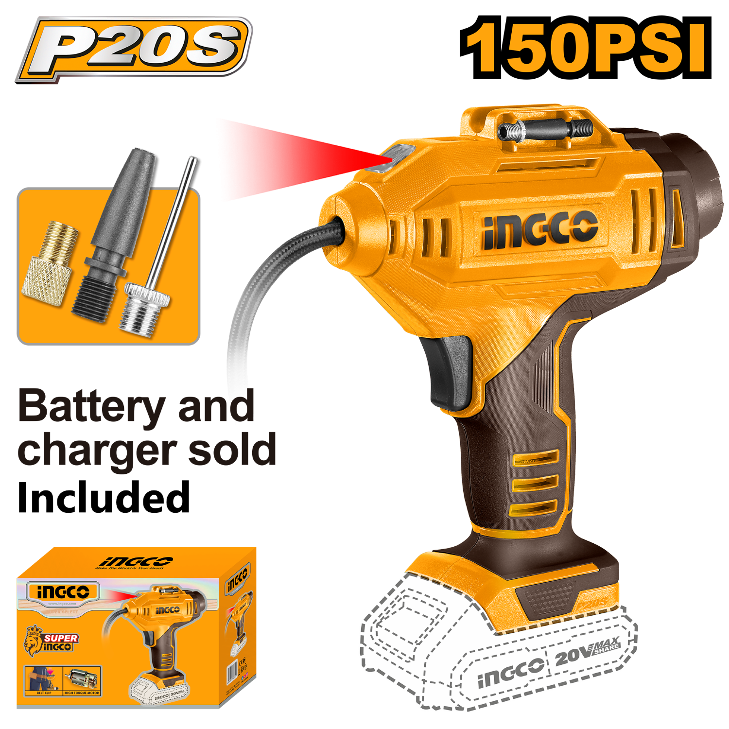 Auto Air Compressor 160PSI Cordless 20V