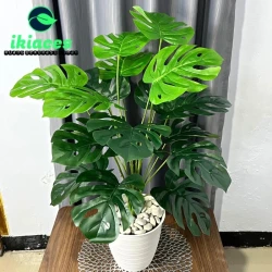 Jumbo Monstera Leaves 18 Branches Artificial Monstera Leaves Cheap Decorative Flower Pot Plastic Flowers Fake Leaves